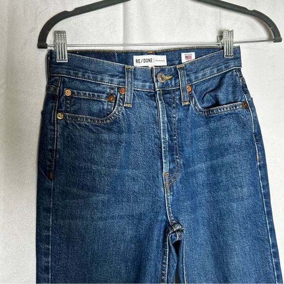 Re/Done Raw Hem Hidden Button Fly Slim Jeans Size 24 - Picture 4 of 7